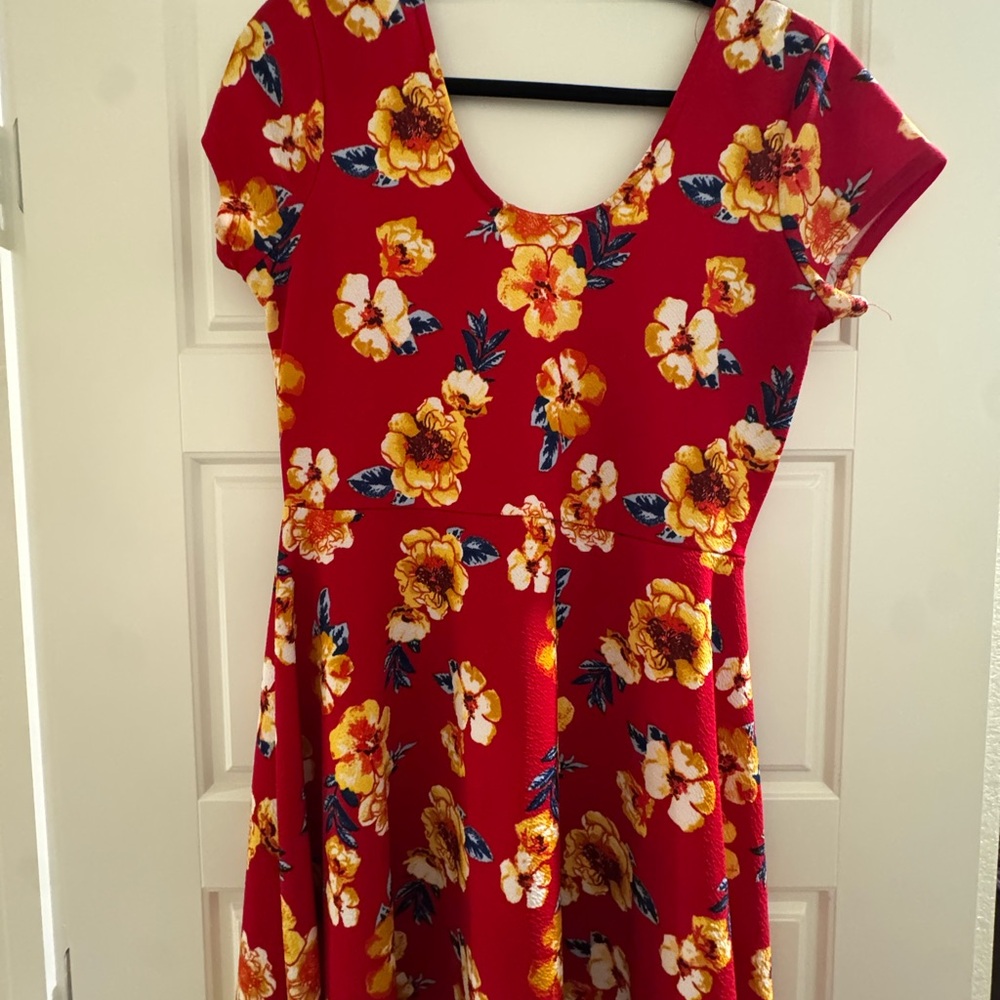 Floral Red Dress